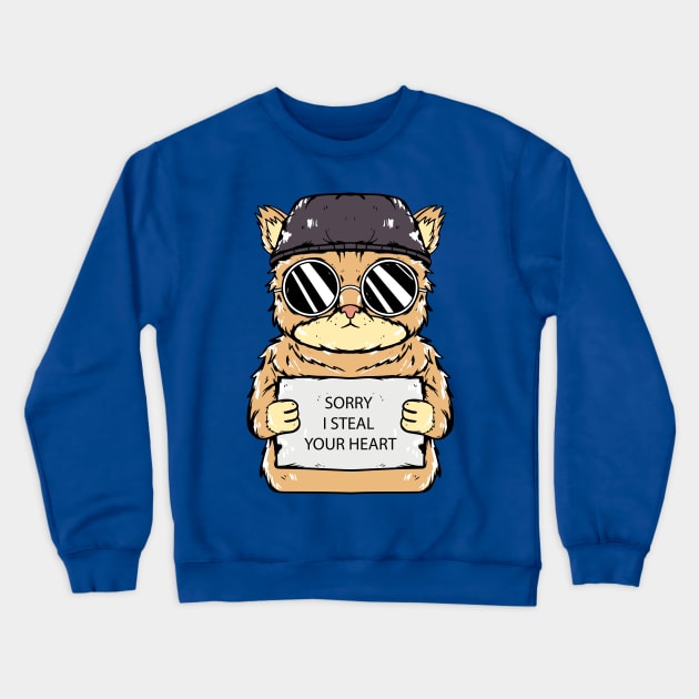 cat sorry i steal your heart Crewneck Sweatshirt by Mako Design 